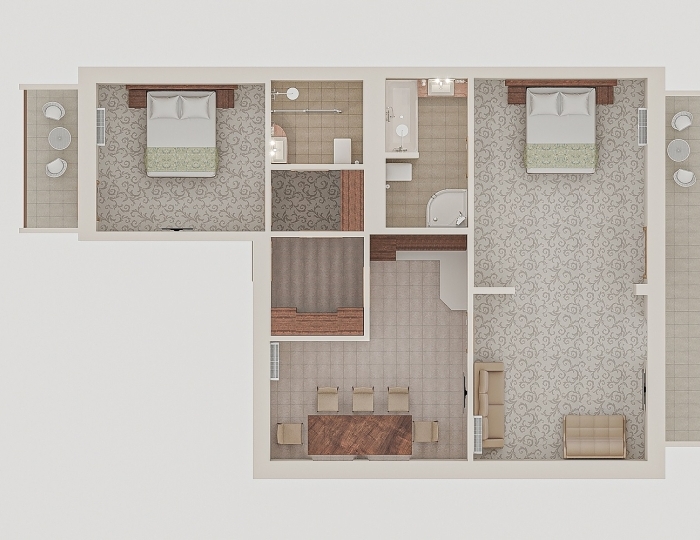 Apartament 4-местный 3-комнатный Apt - Alean Family Doville